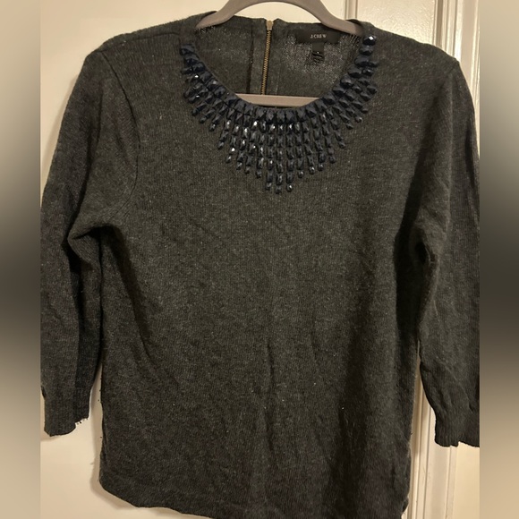 J Crew Jewel Neckline wool blend sweater- size small - Picture 2 of 8